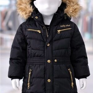 New! Baby Phat Girls Puffer Jacket with Faux Fur Hood